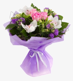 Bouquet Of Orchids And Lisianthus - Bouquet, HD Png Download, Transparent PNG