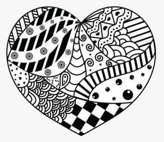 Zentangle Heart Clipart Vector Black And White Stock - Designs In A Heart, HD Png Download, Transparent PNG