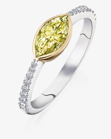 Yellow Marquise Diamond Engagement Ring - Engagement Ring, HD Png Download, Transparent PNG