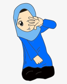 Yanishihye Doodles Gambar Kartun Muslimah Warna Biru - Islamic Cartoon, HD Png Download, Transparent PNG