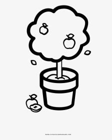 Apple Tree In A Pot Coloring Page - Coloring Book, HD Png Download, Transparent PNG