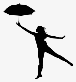 Silhouette Of A Woman With Umbrella, HD Png Download, Transparent PNG