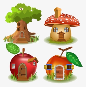 Free Clipart Fairy Apple Tree Banner Royalty Free Library - Fruit House Drawing, HD Png Download, Transparent PNG