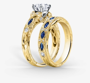 Dahlia 18k Yellow Gold Engagement Ring Cottage Hill - Blue Diamond And Rose Gold Wedding Rings, HD Png Download, Transparent PNG