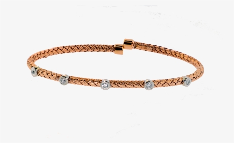14 Karat Rose Gold Bezel Set Diamond Flex Weave Bangle - Bracelet, HD Png Download, Transparent PNG