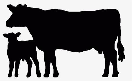 Black And White Farm Silhouette Clipart Panda - Cow And Calf Silhouette, HD Png Download, Transparent PNG