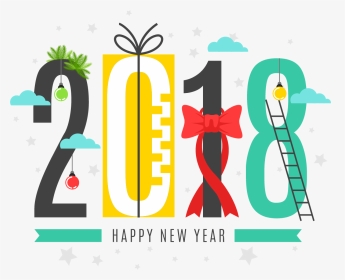 2018艺术字2018卡通彩色艺术字图片 - Happy New Year 2018 卡通, HD Png Download, Transparent PNG
