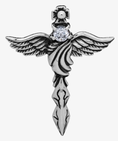 Rhinestone Angel Wing Cross Pendant - Emblem, HD Png Download, Transparent PNG