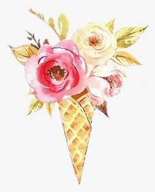 #cone #icecream #icecreamcone #flower #glamour #red - Watercolor Painting, HD Png Download, Transparent PNG