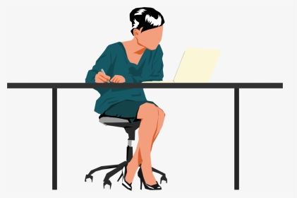 Standing,human Behavior,angle - Person Sitting At Desk, HD Png Download, Transparent PNG