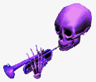 #skeleton  #trumpet  #vaporwave #aesthetic - Trumpet Vaporwave, HD Png Download, Transparent PNG