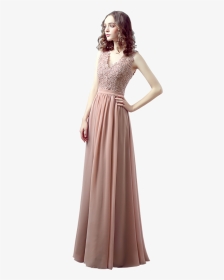 V-neck New Design Chiffon Floor Length Dress Dresses - Gown, HD Png Download, Transparent PNG