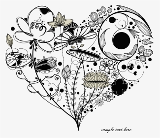 Love Romance Black Shaped - Retro Flowers Tattoo, HD Png Download, Transparent PNG