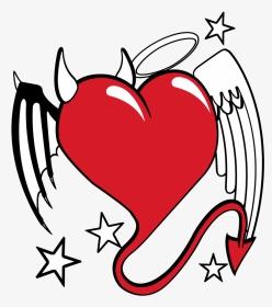Heart With Devil Horns And Angel Wings, HD Png Download, Transparent PNG