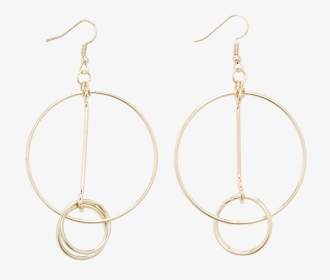 Double Circle Drop Hoops In Colour Gold Earth - Earrings, HD Png Download, Transparent PNG
