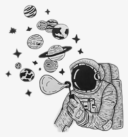 Transparent Astronaut Clipart Black And White - Black And White Space Drawing, HD Png Download, Transparent PNG