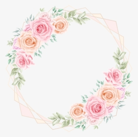 #rose #square #flower #floral #frame #gold #glitter - Garden Roses, HD Png Download, Transparent PNG