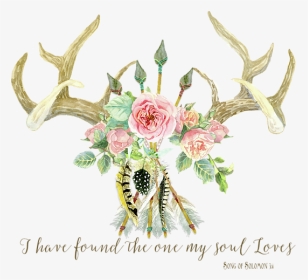 Boho Love - Deer Antlers Floral Inspirational, HD Png Download, Transparent PNG