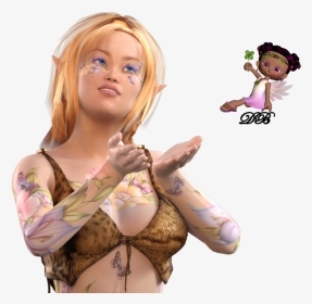 Tube Elfe Femme 3d Tatouage Fantasy - Tube Png Fée Cookie, Transparent Png, Transparent PNG