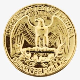 Quarter Us Dollar Gold-plated Coin - Gold Quarter Dollar Coin, HD Png Download, Transparent PNG