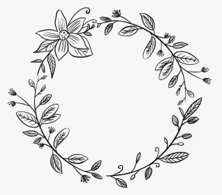 #flower #wreath #round #circle #frame #border #vinesandleaves - Round Flower Border Black And White, HD Png Download, Transparent PNG