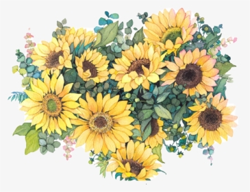#flowers #sunflowers🌻💛🌻 #sunflowers #aesthetictumblr - Sunflower Watercolor Png, Transparent Png, Transparent PNG
