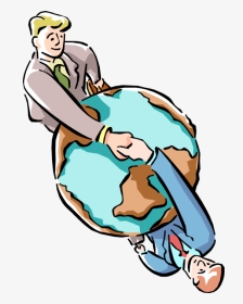 Vector Illustration Of Businessmen Shake Hands In Global, HD Png Download, Transparent PNG