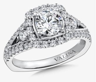 Valina Halo Engagement Ring Mounting In 14k White Gold - White Gold Diamond Ring Designs, HD Png Download, Transparent PNG