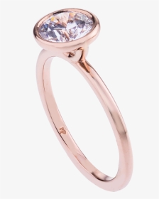18kt Rose Gold Gold Bezel Set Engagement Ring - Engagement Ring, HD Png Download, Transparent PNG