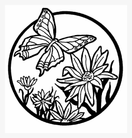 Clipart Flowers And Butterflies Black And White, HD Png Download, Transparent PNG
