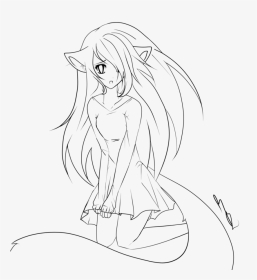 Wolf Girl Anime Coloring Page - Anime Fox Girl Coloring Pages, HD Png Download, Transparent PNG