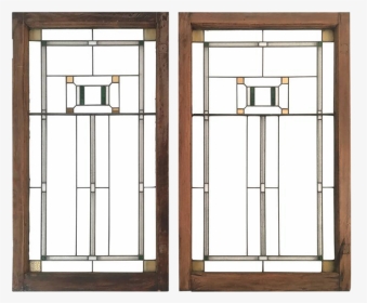 1910s Vintage Prairie School Period Stained Glass Windows- - Stained Glass Frank Lloyd Wright Windows, HD Png Download, Transparent PNG