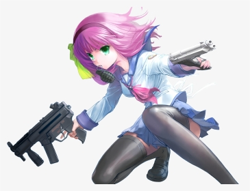 Anime Girl With Gun Png, Transparent Png, Transparent PNG