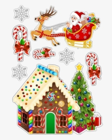 Papai Noel Feliz Natal Topo De Bolo - Cartoon Drawing Gingerbread House, HD Png Download, Transparent PNG