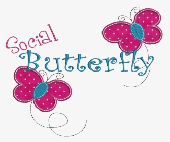 Social Butterfly Applique 5 X - Social Butterfly Clipart, HD Png Download, Transparent PNG