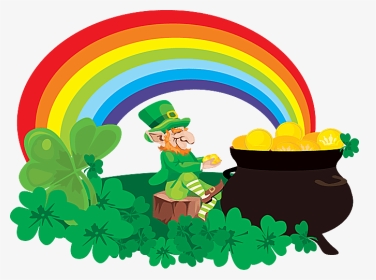 End Clipart Leprechaun Rainbow Art Art Of Day At - Pot Of Gold Patrick's Day, HD Png Download, Transparent PNG