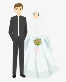 #muslimcouple - Cartoon Hijab Wedding Couple, HD Png Download, Transparent PNG