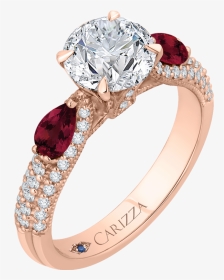 Rose Gold Engagement Rings Diamond With Ruby, HD Png Download, Transparent PNG
