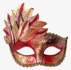 #gold #mardigras #carnival #mask #feathers #red - Pretty Mardi Gras Masks, HD Png Download, Transparent PNG