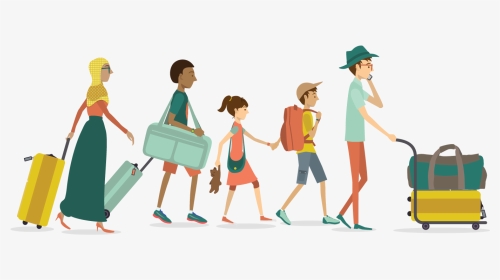 Illustration Of People Walking With Travel Bags - People Travel Cartoon Png, Transparent Png, Transparent PNG