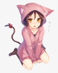#animegirl #cat #neko #cute #kawaii #nekogirl #catjacket - Neko Anime Girl Cat Cute, HD Png Download, Transparent PNG