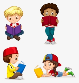 Child Clip Art - Kids Reading Vector, HD Png Download, Transparent PNG