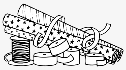 Christmas Gift Clipart Black And White Picture Royalty - Wrapping Paper Clip Art, HD Png Download, Transparent PNG