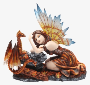 Autumn Fairy With Dragon Statue - Statue, HD Png Download, Transparent PNG