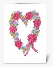 Lovely Wreath Of Flowers Greeting Card - Heart, HD Png Download, Transparent PNG