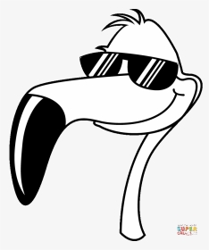 Flamingos Coloring Pages Free Coloring Pages - Flamingo With Glasses, HD Png Download, Transparent PNG
