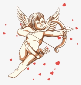 Cupid Drawing Cherub - Angel Cupid Illustration, HD Png Download, Transparent PNG