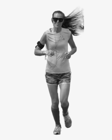 Girl Jogging Bw - Girl, HD Png Download, Transparent PNG