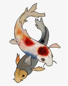 Two Japanese Koi Fish - Cartoon, HD Png Download, Transparent PNG