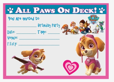 Birthday Party Paw Patrol Skye Invitations, HD Png Download, Transparent PNG